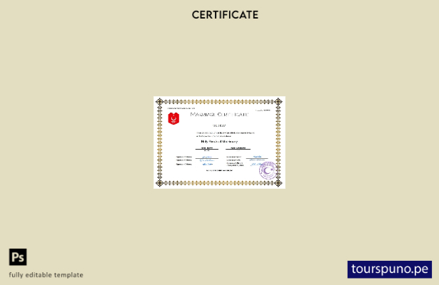 listo para imprimir certificado de matrimonio de Turquía Plantilla en Word y PDF